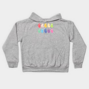 Rainbow jelly beans with funny faces Kids Hoodie